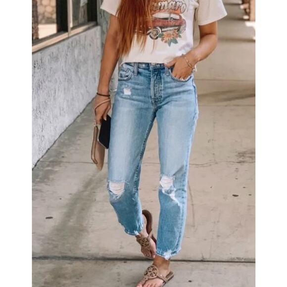 Mother The Tomcat The Confession Wash Distressed Jeans Size 24 - Picture 1 of 9